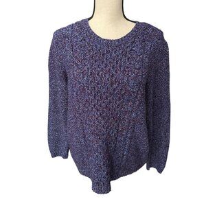 Talbots Purple Merino Wool Blend Sweater Side Metal Zipper Long Sleeve Size XL